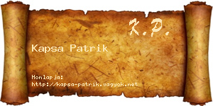Kapsa Patrik névjegykártya
